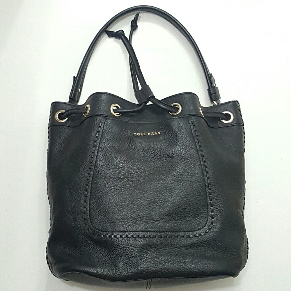 Cole Haan 100% Leather Drawstring Hobo Medium Size